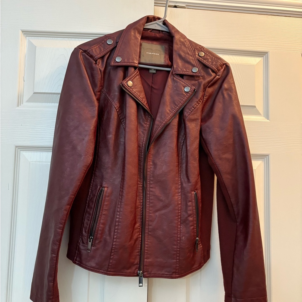 Maurices Women's Burgundy Faux Leather Jacket